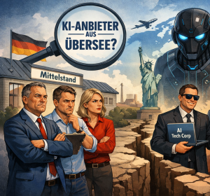 Skepsis: Deutscher Mittelstand hat Bedenken in Bezug auf KI-Anbieter (Bild: ChatGPT/Dall-E)