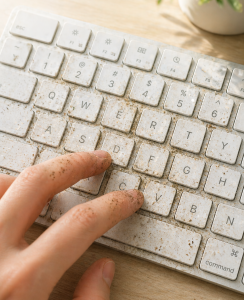 Schmutzige Tastatur: Nur jeder vierte User in Deutschland reinigt diese (Bild: ChatGPT/Dall-E)