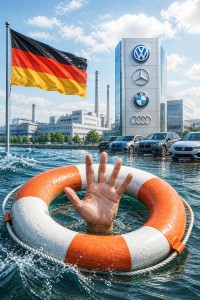 Deutsche Automobilwirtschaft am Limit: Unternehmen hadern mit der Krise (Bild: ChatGPT/Dall-E)