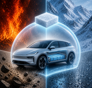Aerogel schützt E-Autos und Co vor vier Gefahren (Bild: ChatGPT/Dall-E)