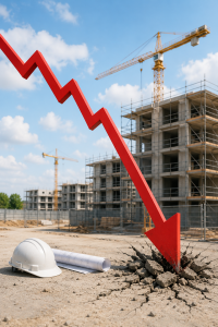 Negativer Trendpfeil: Geschäftsklima im Wohnungsbau bricht ein (Bild: ChatGPT/Dall-E)