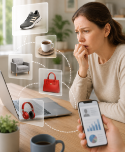 Online-Userin: Personalisierte Werbung verblüfft oftmals (Bild: ChatGPT/Dall-E)