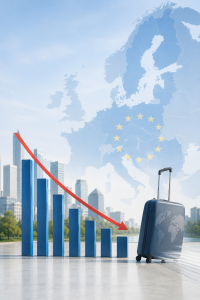 Trendpfeil: Europa sinkt in der Gunst ausländischer Investoren (Bild: ChatGPT/Dall-E)