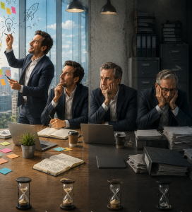 Erst innovativ, dann träge: Viele CEOs scheuen allmählich Risiken (Bild: ChatGPT/Dall-E)