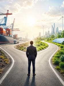 Deutsche Wirtschaft am Scheideweg: Krisen setzen Unternehmen zu (Bild: ChatGPT/Dall-E)