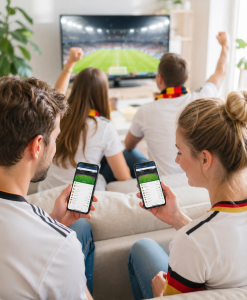 Deutsche Fußball-Fans: Ohne Liveticker geht es nicht mehr (Bild: ChatGPT/Dall-E)