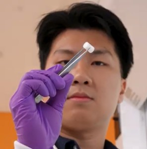 PLLA: Aus diesem Polymer besteht der neue Sensor (Foto: youtube.com, University of Connecticut)