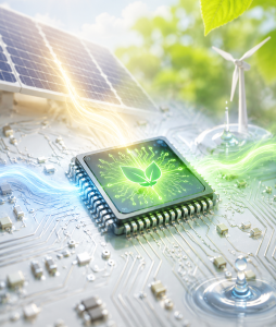 Integrierter Schaltkreis mit drei Etagen: energiesparend und leistungsstark (Bild: ChatGPT/Dall-E)