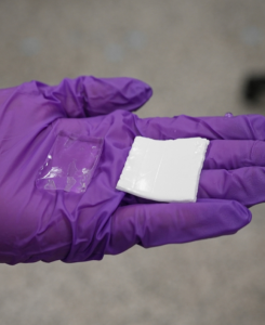 Konventionelles (links) und atmungsaktives Hydrogel (Foto: Melanie Gonick, mit.edu)