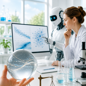 Mit KI im Austausch: Qualität von Prognosen stets überprüfen (Bild: ChatGPT/Dall-E)