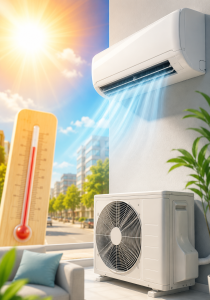 Klimaanlagen gegen die Hitze: Nachfrage in Deutschland gestiegen (Bild: ChatGPT/Dall-E)