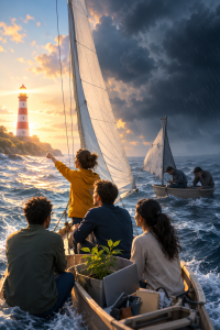 Land in Sicht: Start-ups brauchen richtiges Mindset in der Krise (Bild: ChatGPT/Dall-E)