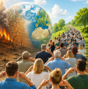 Klimawandelleugner: Viele haben eine rechte politische Gesinnung (ChatGPT/Dall-E)