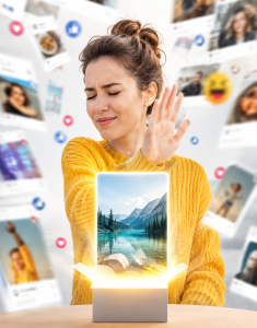 Nicht für bare Münze nehmen: Social-Media-Content oft ein Zerrbild (Bild: ChatGPT/Dall-E)