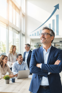 Zuversichtlicher Unternehmer: deutsche KMU wieder optimistischer (Bild: ChatGPT/Dall-E)