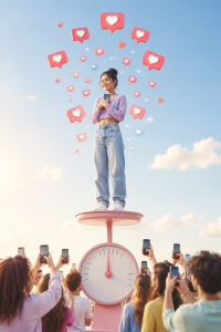 Gen-Z-Vertreterin: Likes machen laut Studie nur bedingt glücklich (Bild: ChatGPT/Dall-E)