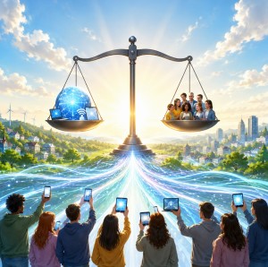 Netzneutralität bedeutet ausgewogene Verhältnisse im Internet (Bild: ChatGPT/Dall-E)