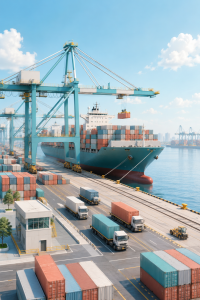 Containerhafen: Index für Umschlag leicht rückläufig (Bild: ChatGPT/Dall-E)