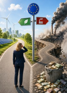 Richtungsentscheidung: EU-Klimapolitik ist oftmals widersprüchlich (KI-Bild: ChatGPT/Dall-E)