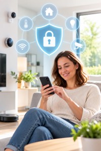 Daheim im Netzwerk: Smart-Home-Datenschutz wird vertraut (KI-Bild: ChatGPT/Dall-E)