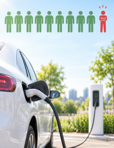 Einer von zehn gegen E-Autos: Rest trotzdem nicht leicht überzeugbar (KI-Bild: ChatGPT/Dall-E)