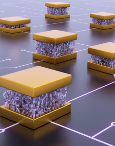 Nanomechanische Bausteine eines neuartigen Computers (Illustration: Emily Theobald, mit.edu)