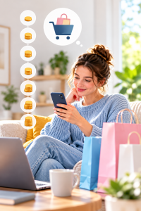 Online-Shopping: Immer mehr Verbraucher nutzen Ratenkredite (KI-Bild: ChatGPT/Dall-E)