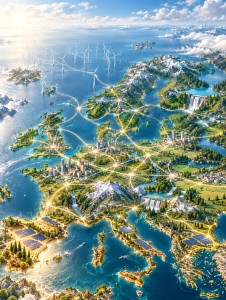 Europas Energiesystem 2050: Erneuerbare machen unabhängiger (KI-Bild: ChatGPT/Dall-E)