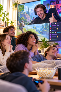 Gamern zusehen: Das macht vielen genauso viel Spaß wie selbst zu zocken (KI-Bild: ChatGPT/Dall-E)