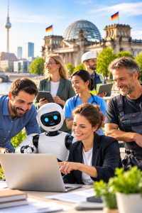 KI im Arbeitsalltag: Noch hat die Nutzung nicht zum Job-Kahlschlag geführt (KI-Bild: ChatGPT/Dall-E)
