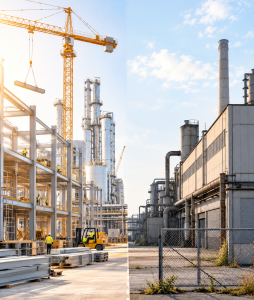 Neu versus alt: Unternehmen in Deutschland bremsen Investitionen ein (KI-Bild: ChatGPT/Dall-E)