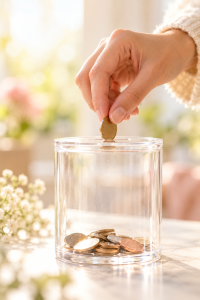 Geld Spenden: Vielen sind geringe Beträge unangenehm (KI-Bild: ChatGPT/Dall-E)