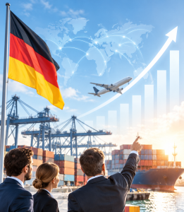 Florierende Exportwirtschaft: deutsche Unternehmen zuversichtlicher (KI-Bild: ChatGPT/Dall-E)